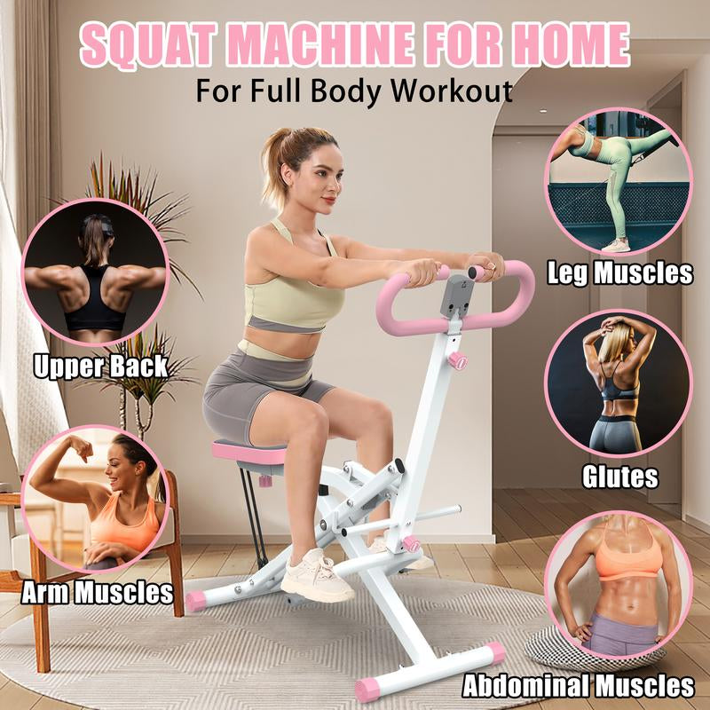Squat Machine for Home, Assist Trainer for Glutes Workout Foldable with Resistance Bands, for Botty Glutes Butt Thighs, Ab Back/Leg Press Hip Thrust for Home Gym Fitness-Black
