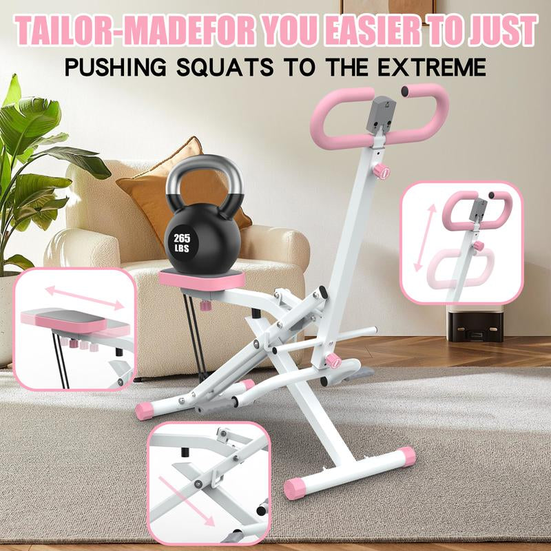 Squat Machine for Home, Assist Trainer for Glutes Workout Foldable with Resistance Bands, for Botty Glutes Butt Thighs, Ab Back/Leg Press Hip Thrust for Home Gym Fitness-Black