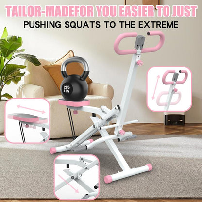 Squat Machine for Home, Assist Trainer for Glutes Workout Foldable with Resistance Bands, for Botty Glutes Butt Thighs, Ab Back/Leg Press Hip Thrust for Home Gym Fitness-Black