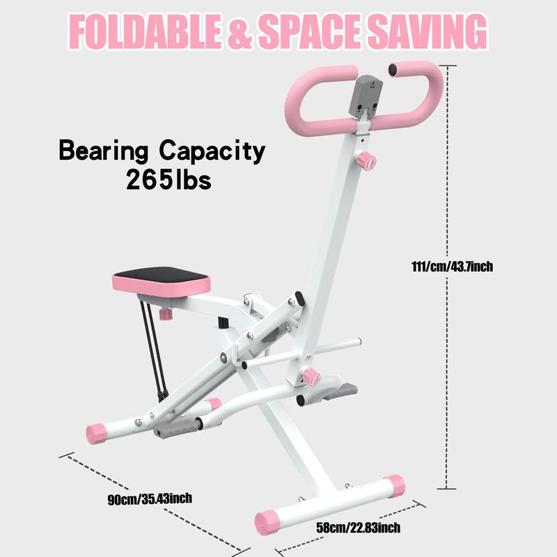 Squat Machine for Home, Assist Trainer for Glutes Workout Foldable with Resistance Bands, for Botty Glutes Butt Thighs, Ab Back/Leg Press Hip Thrust for Home Gym Fitness-Black